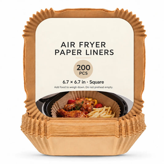 OLERYN air fryer paper liners, 200 square 6.7-inch liners