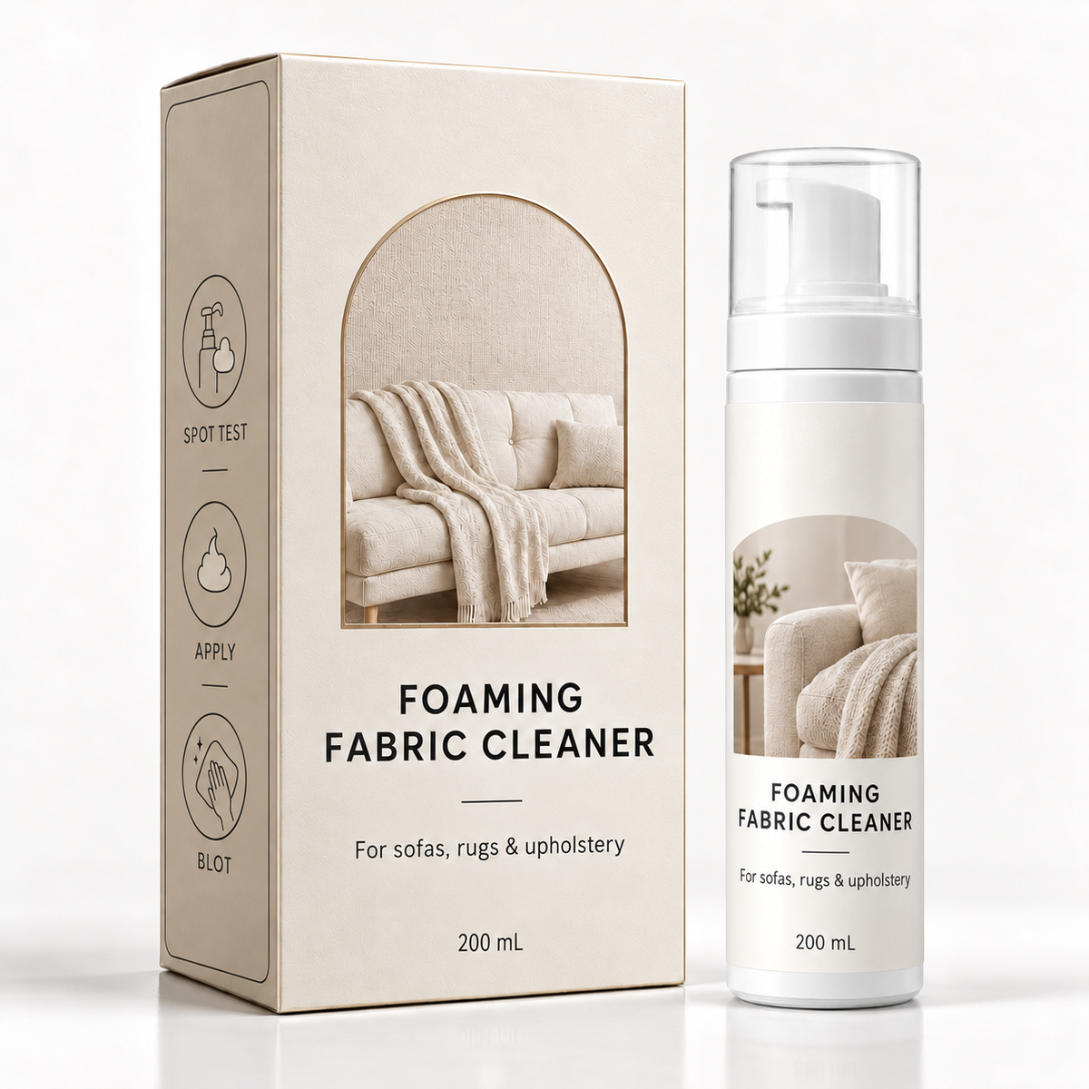 OLERYN foaming fabric cleaner, one 200 mL bottle with box